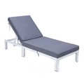 Leisuremod Chelsea Modern Outdoor Weathered Grey Chaise Lounge Chair With Blue Cushions CLWGR-77BU